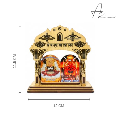 ARTIQUE CREATION Khatu Shyam & Salasar Balaji Wooden for Car Deshboard, Home Temple, Diwali Gifting Decorative Showpiece - 11.5 cm (Wood, Multicolor)