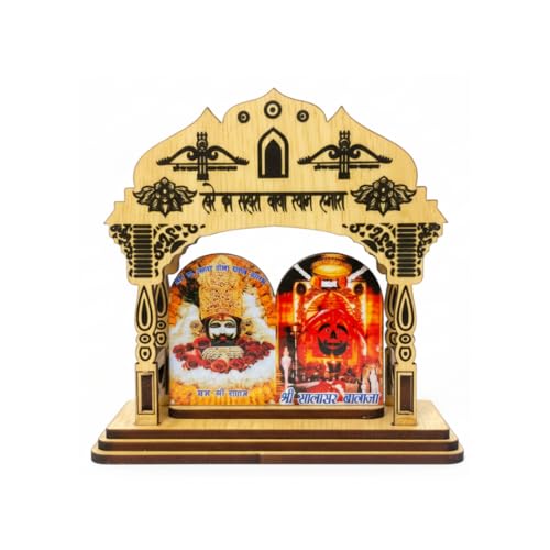 ARTIQUE CREATION Khatu Shyam & Salasar Balaji Wooden for Car Deshboard, Home Temple, Diwali Gifting Decorative Showpiece - 11.5 cm (Wood, Multicolor)