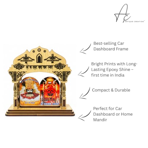 ARTIQUE CREATION Khatu Shyam & Salasar Balaji Wooden for Car Deshboard, Home Temple, Diwali Gifting Decorative Showpiece - 11.5 cm (Wood, Multicolor)