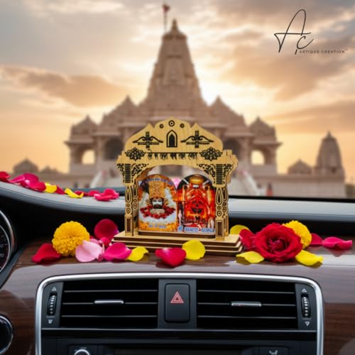 ARTIQUE CREATION Khatu Shyam & Salasar Balaji Wooden for Car Deshboard, Home Temple, Diwali Gifting Decorative Showpiece - 11.5 cm (Wood, Multicolor)