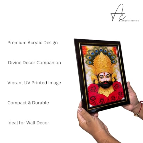 ARTIQUE CREATION Khatu Shyam Ji Wall Decor Photo Frame, Premium Scratch Proof Religious Frame, Home Decor, Living Hall, Study Room, Diwali Festival Gift 20x30 cm