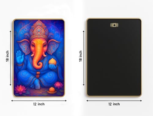 ARTIQUE CREATION Sri Ganesha Wall Photo Frame | Hindu Religious Frame With Hanging | Home and Mandir Decoration Wall Painting Size 12x18 Inches