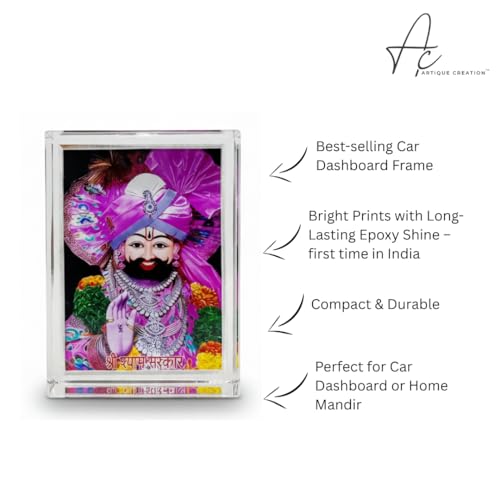 ARTIQUE CREATION Khatu Shyam 3D Crystal Cube Spiritual Figures for Home Decor, Table, Office, Pooja Room Decorative Showpiece - 9.5 cm (Plastic, Multicolor)