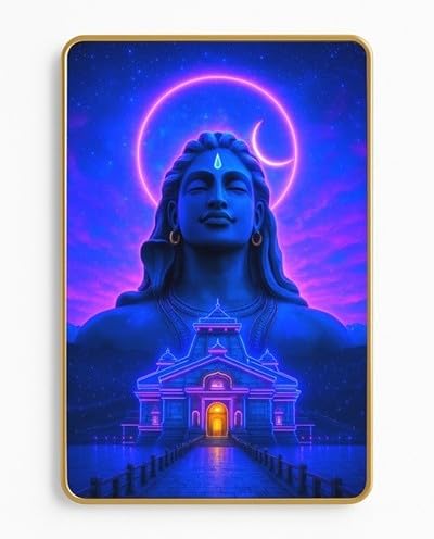 ARTIQUE CREATION Lord Shiv Ji Photo Frame for Diwali Gift, Wall Decoration, Home, Office, Temple, and Pooja Ghar | Premium God Shiva/Shankar Ji Religious Photo 12x18 Inche (Gold, 45.7L x 30.5W cm, Rectangle)