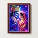 ARTIQUE CREATION Radha Krishna 12x18 Epoxy (Radha Krishna Divine Couple with Lotus, Deep Blue-Purple, 12 x 18 Inch)