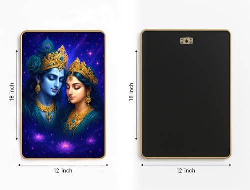 ARTIQUE CREATION Radha Krishna Photo with Frame for Home Decor, Wall Frame for Living Room, 12x18 Inches