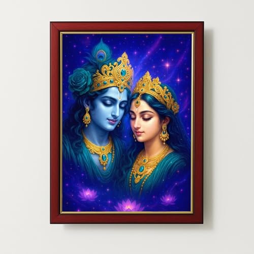 ARTIQUE CREATION | Radha Krishna Painting Frame 12x18 Inch – Decorative Epoxy Frame for Pooja Room, Temple & Living Room Wall