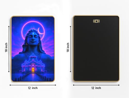 ARTIQUE CREATION Lord Shiv Ji Photo Frame for Diwali Gift, Wall Decoration, Home, Office, Temple, and Pooja Ghar | Premium God Shiva/Shankar Ji Religious Photo 12x18 Inche (Gold, 45.7L x 30.5W cm, Rectangle)