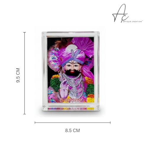 ARTIQUE CREATION Khatu Shyam 3D Crystal Cube Spiritual Figures for Home Decor, Table, Office, Pooja Room Decorative Showpiece - 9.5 cm (Plastic, Multicolor)