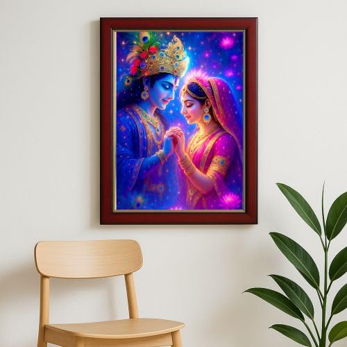 ARTIQUE CREATION Radha Krishna Epoxy Photo For Wall Decor, Temple, Home Decor, Diwali Gifting, Corporate Gifting 12x18 Inch