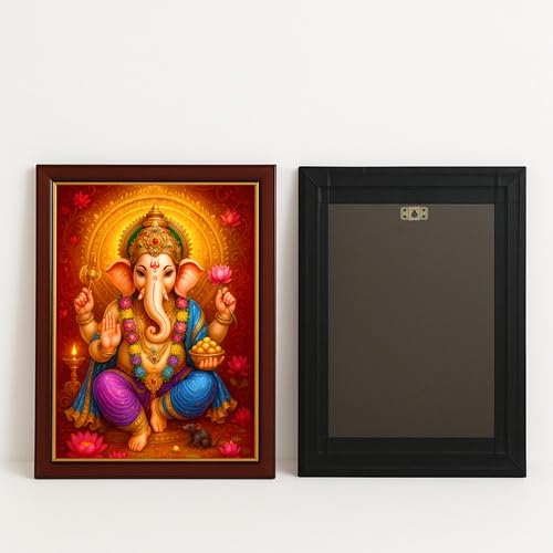 ARTIQUE CREATION Sri Ganesha Photo Epoxy Frame for Home Decor, Living Room, Bedroom, Office, Spiritual Decoration 12x18 Inch (Ornate Calendar Art, Rich Traditional, 12x18 Inch)