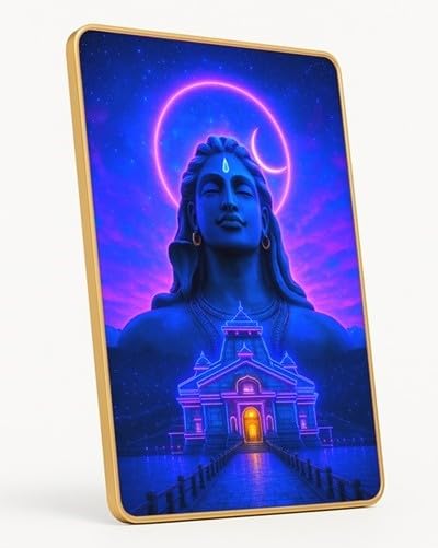 ARTIQUE CREATION Lord Shiv Ji Photo Frame for Diwali Gift, Wall Decoration, Home, Office, Temple, and Pooja Ghar | Premium God Shiva/Shankar Ji Religious Photo 12x18 Inche (Gold, 45.7L x 30.5W cm, Rectangle)