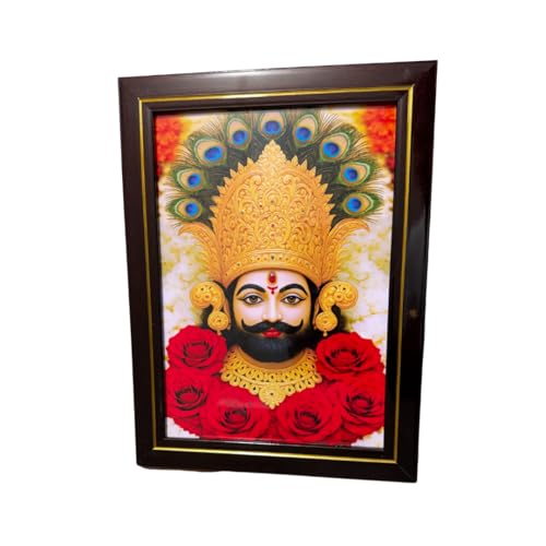 ARTIQUE CREATION Khatu Shyam Ji Wall Decor Photo Frame, Premium Scratch Proof Religious Frame, Home Decor, Living Hall, Study Room, Diwali Festival Gift 20x30 cm