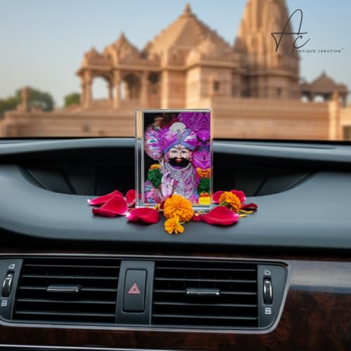 ARTIQUE CREATION Khatu Shyam 3D Crystal Cube Spiritual Figures for Home Decor, Table, Office, Pooja Room Decorative Showpiece - 9.5 cm (Plastic, Multicolor)