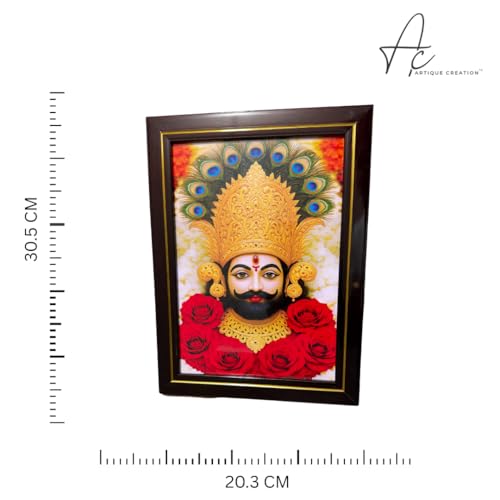 ARTIQUE CREATION Khatu Shyam Ji Wall Decor Photo Frame, Premium Scratch Proof Religious Frame, Home Decor, Living Hall, Study Room, Diwali Festival Gift 20x30 cm