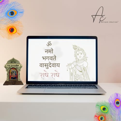 ARTIQUE CREATION Sri Dwarkadhish Idol for Car Dashboard, Home Temple, Office Desk, Home Decor, Diwali Gift | Lord Krishna Wooden 3D Showpiece 9x11 cm