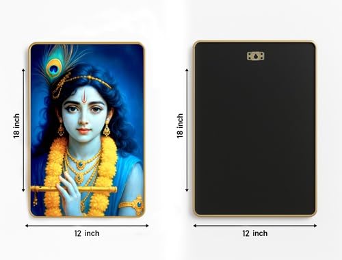 ARTIQUE CREATION Sri Krishna Premium Photo for Home Decor, Wall Decor | Buy Religious Gifts, God Gifts, Diwali Festive Gifting Online (Idealized Realism, Serene Celestial Palette, 12x18 Inch)