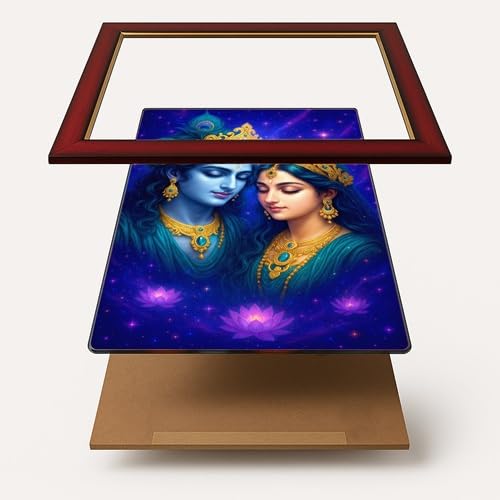 ARTIQUE CREATION | Radha Krishna Painting Frame 12x18 Inch – Decorative Epoxy Frame for Pooja Room, Temple & Living Room Wall