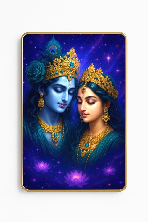 ARTIQUE CREATION Radha Krishna Photo with Frame for Home Decor, Wall Frame for Living Room, 12x18 Inches