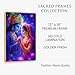ARTIQUE CREATION Radha Krishna Photo Golden Frame for Home Decor, Living Room, Bedroom, Office, Spiritual Decoration 12x18 Inche (Vrindavan Lotus Divine Love, Purple Starry Aura, 12 x 18 Inch)