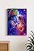 ARTIQUE CREATION Radha Krishna Photo Golden Frame for Home Decor, Living Room, Bedroom, Office, Spiritual Decoration 12x18 Inche (Vrindavan Lotus Divine Love, Purple Starry Aura, 12 x 18 Inch)