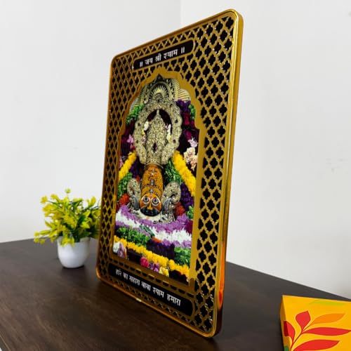 ARTIQUE CREATION Khatu Shyam Ji Spiritual Decor for Home, Office & Pooja | Shri Shyam Baba Wall Photo Frame | Golden Purple Epoxy Frame 30x40 cm