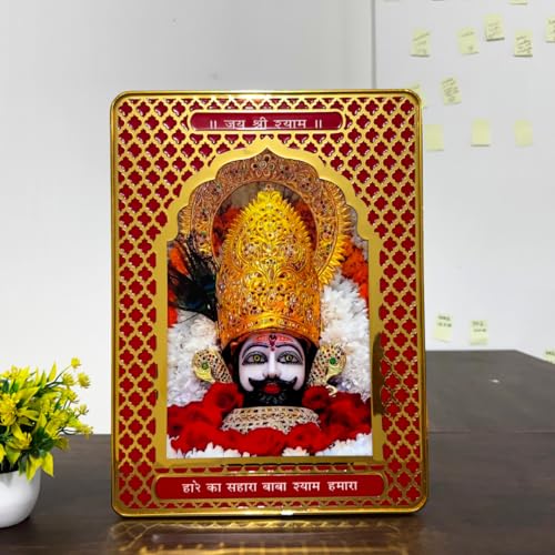 ARTIQUE CREATION Khatu Shyam Ji Photo | Khatu Shyam Ji Wall Hanging for Home, Temple & Diwali Gifts | Golden Red Epoxy Frame 30x40 cm
