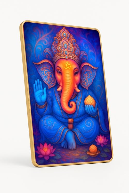 ARTIQUE CREATION Sri Ganesha Wall Photo Frame | Hindu Religious Frame With Hanging | Home and Mandir Decoration Wall Painting Size 12x18 Inches