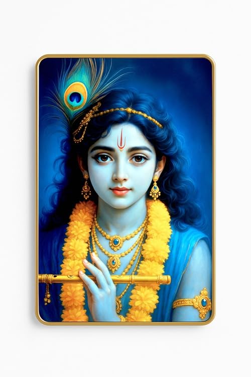 ARTIQUE CREATION Sri Krishna Premium Photo for Home Decor, Wall Decor | Buy Religious Gifts, God Gifts, Diwali Festive Gifting Online (Idealized Realism, Serene Celestial Palette, 12x18 Inch)