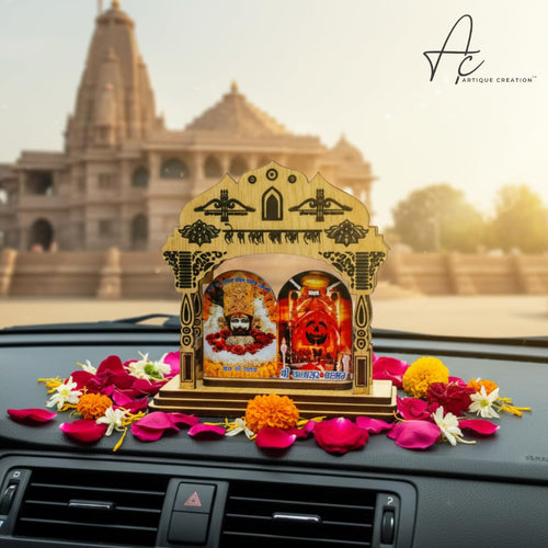 ARTIQUE CREATION Khatu Shyam & Salasar Balaji Wooden for Car Deshboard, Home Temple, Diwali Gifting Decorative Showpiece - 11.5 cm (Wood, Multicolor)