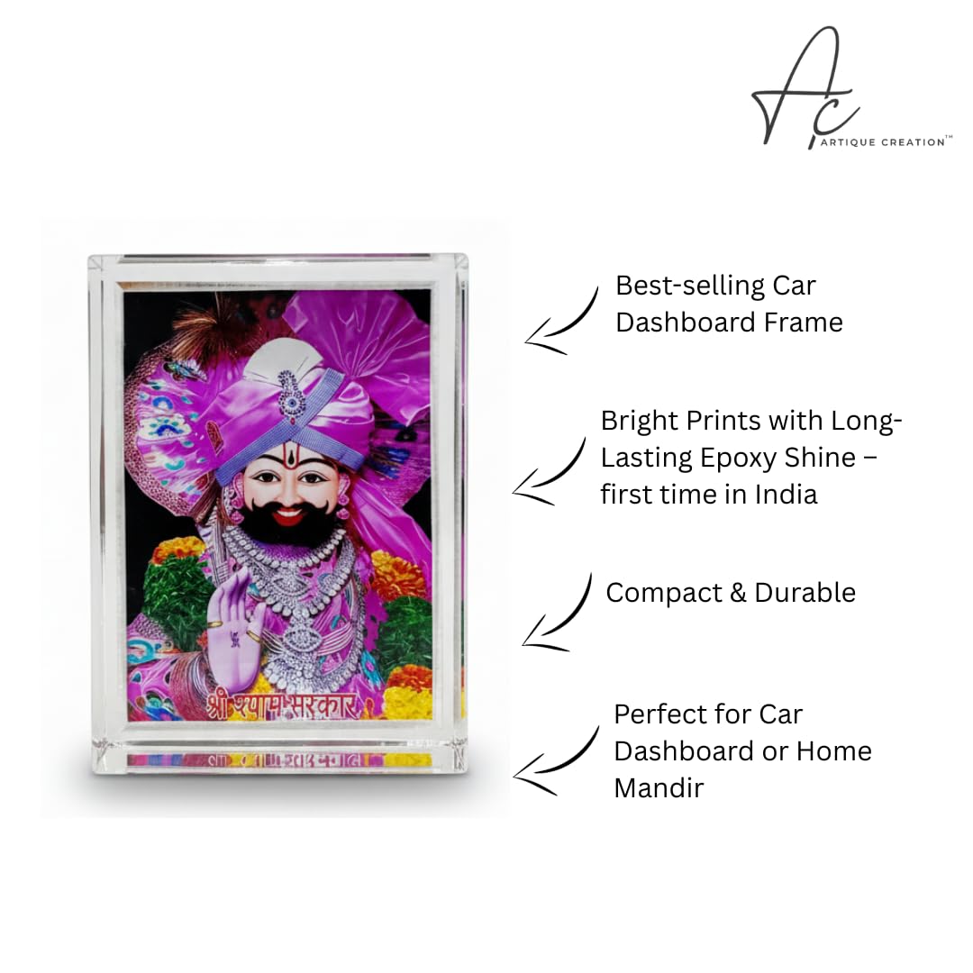 ARTIQUE CREATION Khatu Shyam 3D Crystal Cube Spiritual Figures for Home Decor, Table, Office, Pooja Room Decorative Showpiece - 9.5 cm (Plastic, Multicolor)