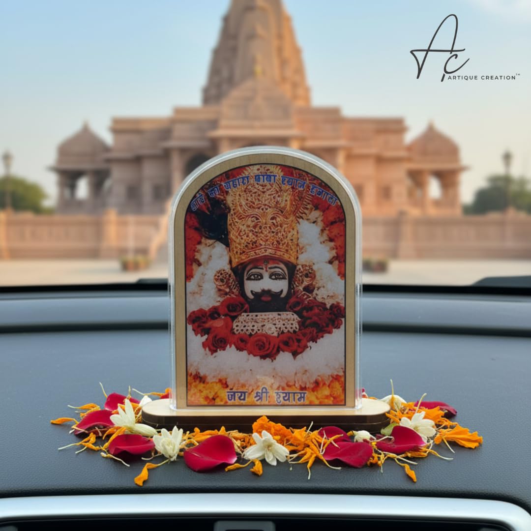 ARTIQUE CREATION Khatu Shyam Decorative Showpiece for Car Dashboard, Home Decor, Living Hall, Study Room, Cafe Table, Diwali Festival Gifting - 10 cm (Plastic, Multicolor)