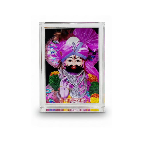 ARTIQUE CREATION Khatu Shyam 3D Crystal Cube Spiritual Figures for Home Decor, Table, Office, Pooja Room Decorative Showpiece - 9.5 cm (Plastic, Multicolor)