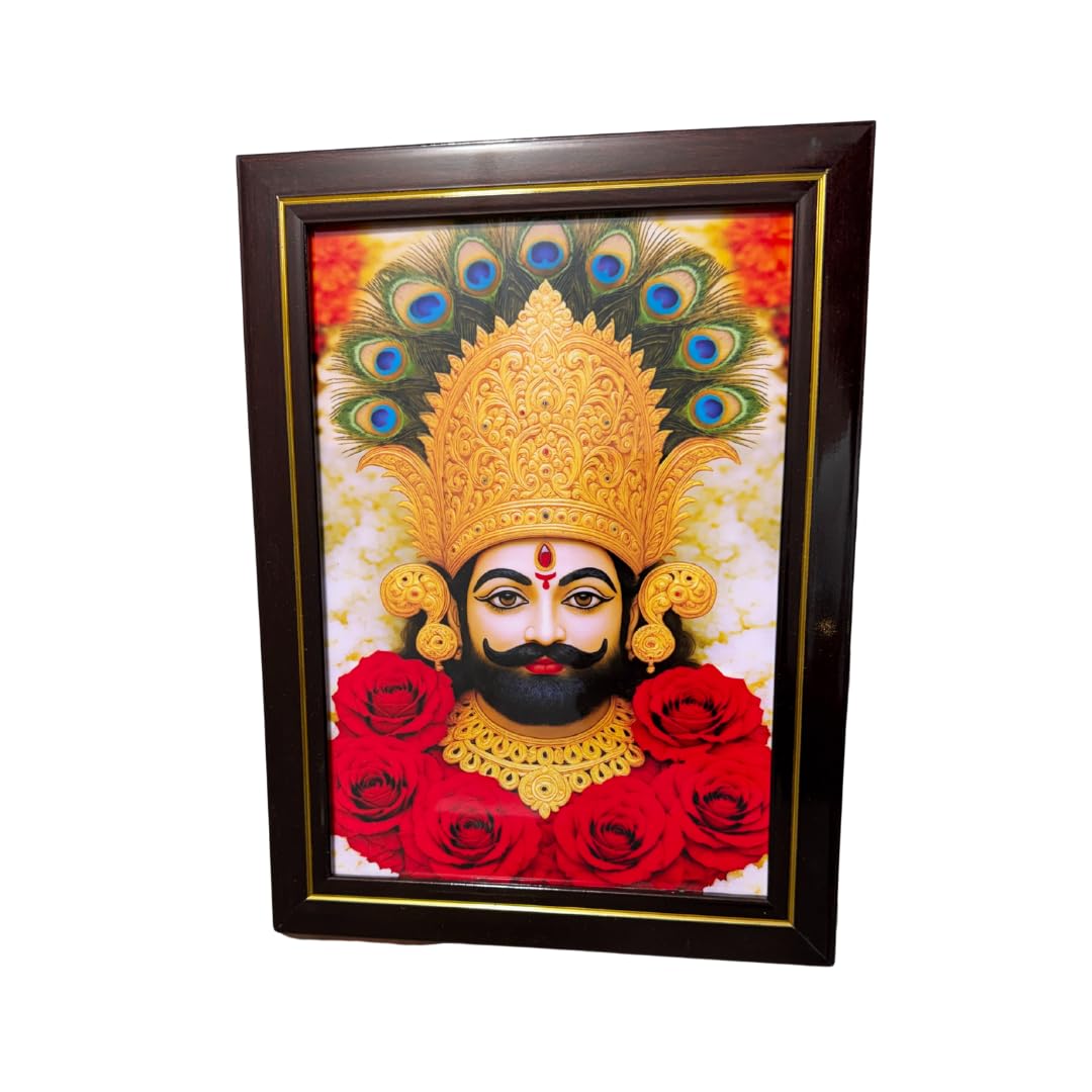 ARTIQUE CREATION Khatu Shyam Ji Wall Decor Photo Frame, Premium Scratch Proof Religious Frame, Home Decor, Living Hall, Study Room, Diwali Festival Gift 20x30 cm