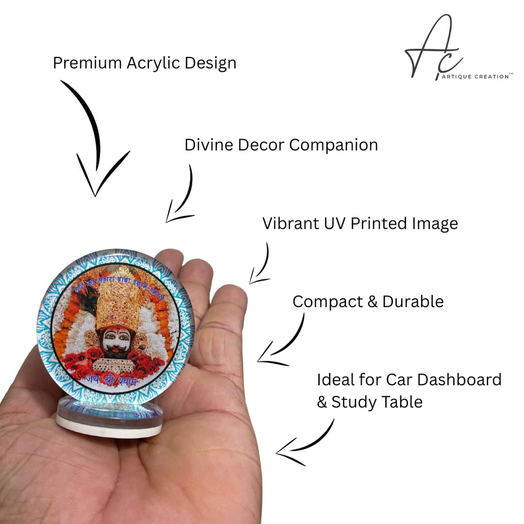 ARTIQUE CREATION Shree Khatu Shyam Ji God Car Desk, Table, Home Decor, Hare Ka Sahara Baba Shyam Hamara Decorative Showpiece - 6.5 cm (Plastic, Multicolor)