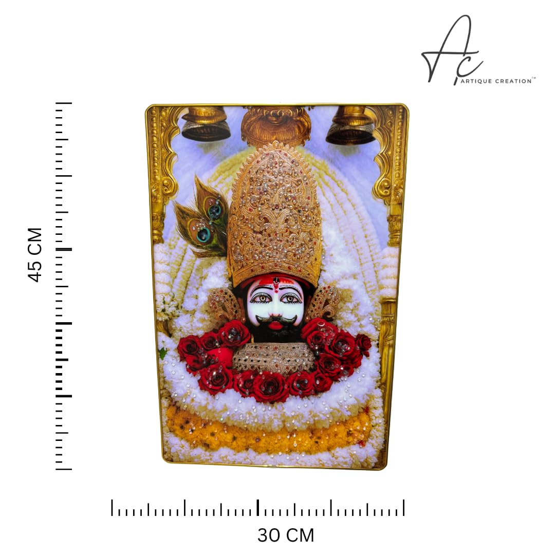 ARTIQUE CREATION Shree Khatu Shyam Ji Religious Photo Frame for Mandir, Puja Ghar and Home | Hare Ka Sahara Baba Shyam Hamara Shyam Baba Photo Frame Wall Decor For Living Room, Office, Diwali Spiritual Gifting, 30 x 45 cm